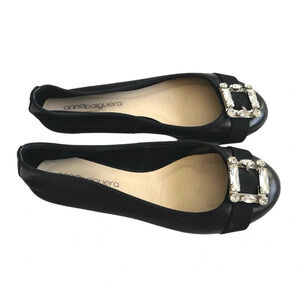 Anna Baiguera Annette Flex Ballerina Donna Black Leather Crystal Flats 38 8